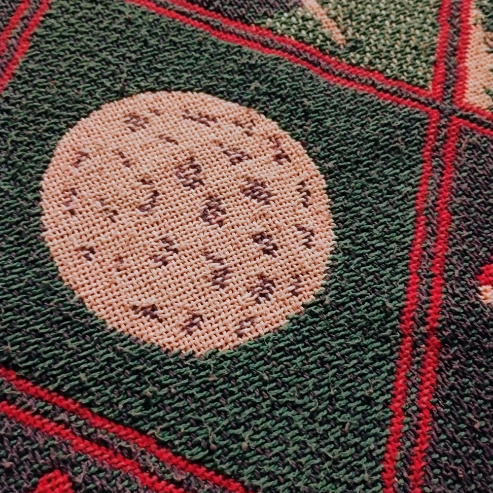 Vintage 90s Golfer 18th Hole Green and Red Weaved Throw Blanket